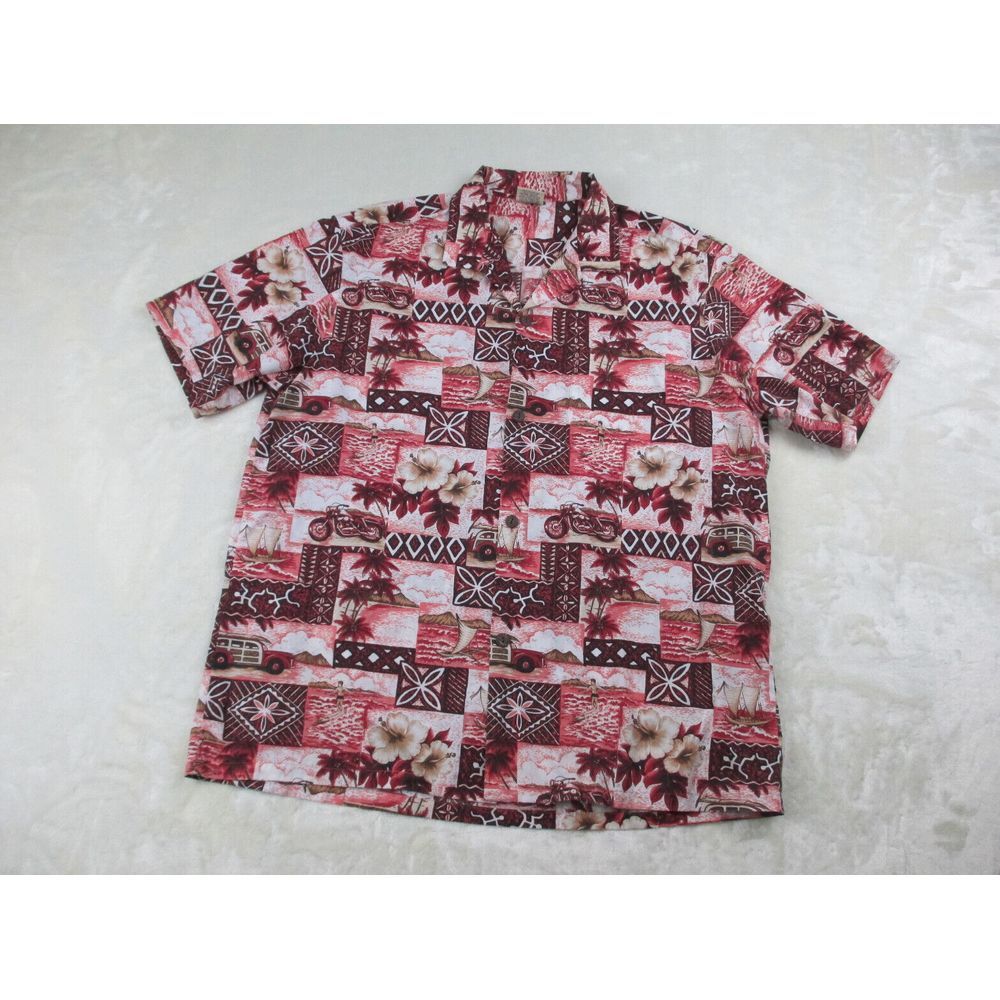 Royal Creations Shirt Mens Extra Large Red Floral Button‎ Up Hawaiian Beach - Picture 2 of 9